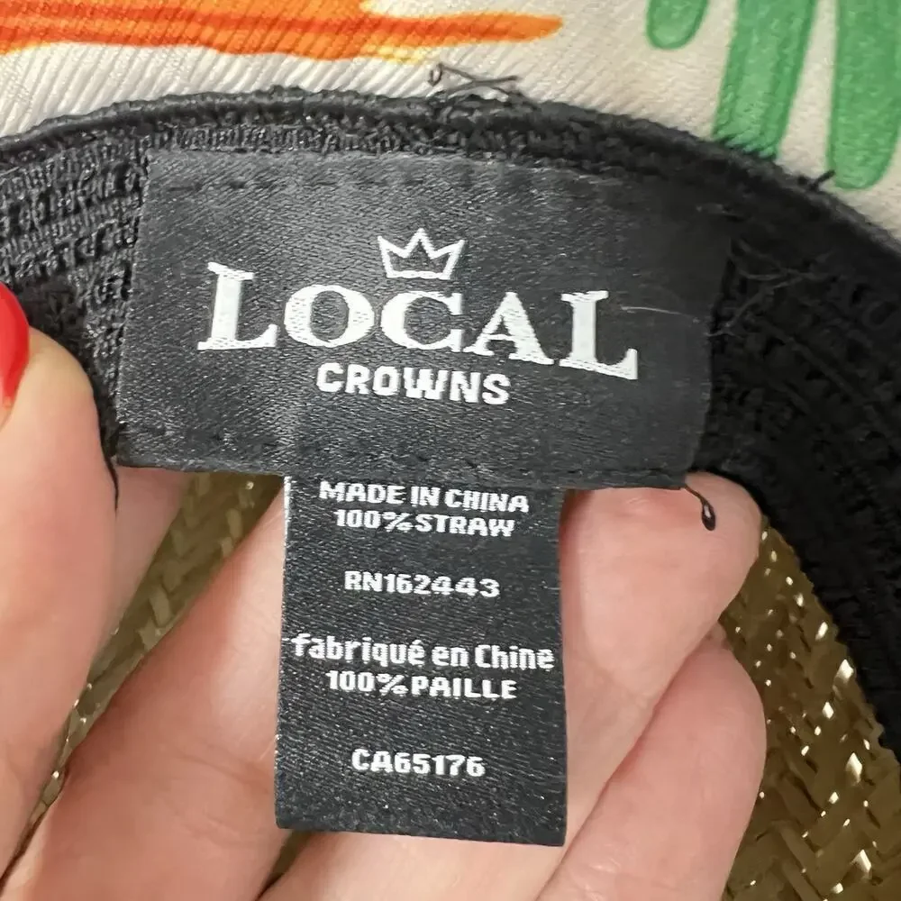 Local Crowns Raffia Straw Hat Texas Patch Wide Brim One Size